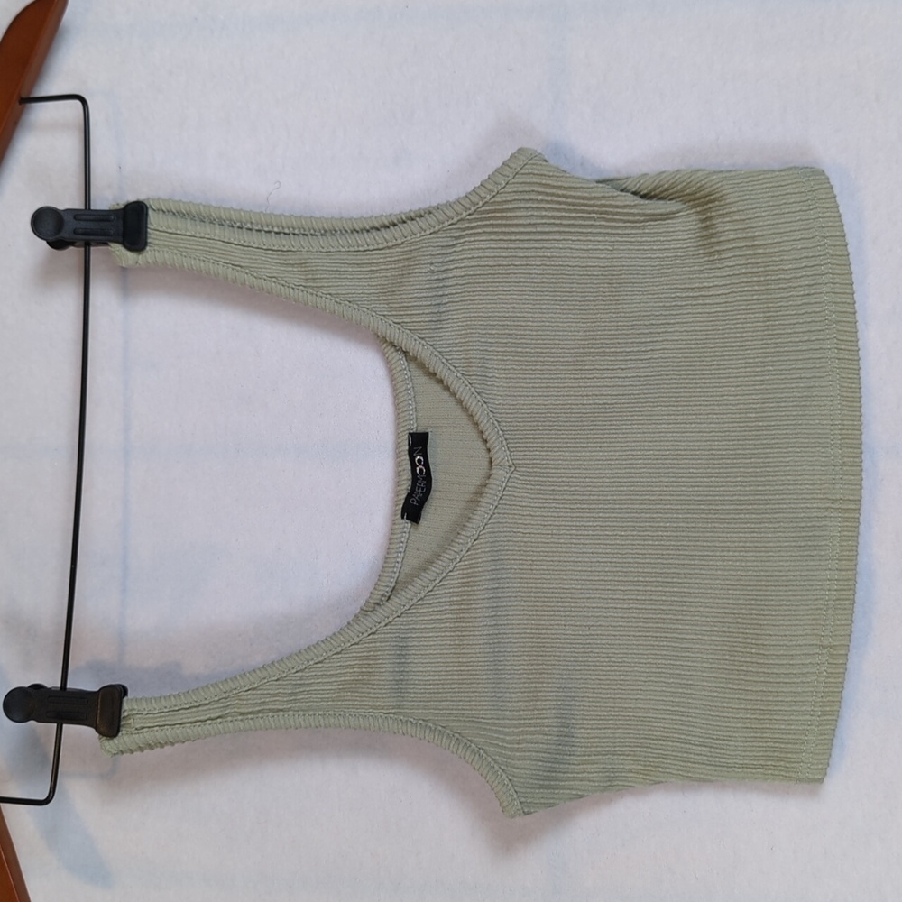 Paper Moon Green Ribbed Crop Top S